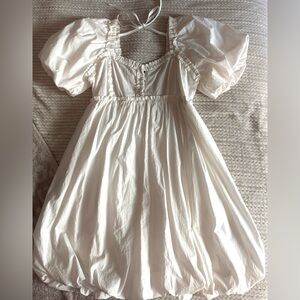 Entro White Puff Sleeved and Bottom Mini Dress